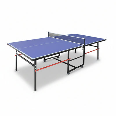 Foldable Indoor Table Tennis Table – 96 x 48 x 30 in Blue Ping Pong Table with 12mm MDF Top, Wheels, Playback Mode & Adjustable Legs