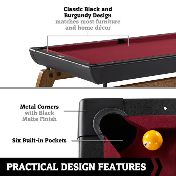 Edgewood 84-Inch Pool Table – Wool-Blend Playfield, K-818 Bumpers, Hidden Leg Levelers & Complete Accessories Set