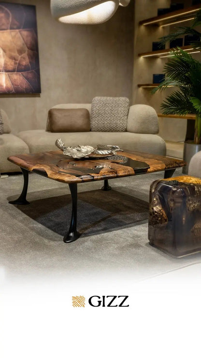Luxury Epoxy Resin River Walnut Coffee Table | Osso Collection