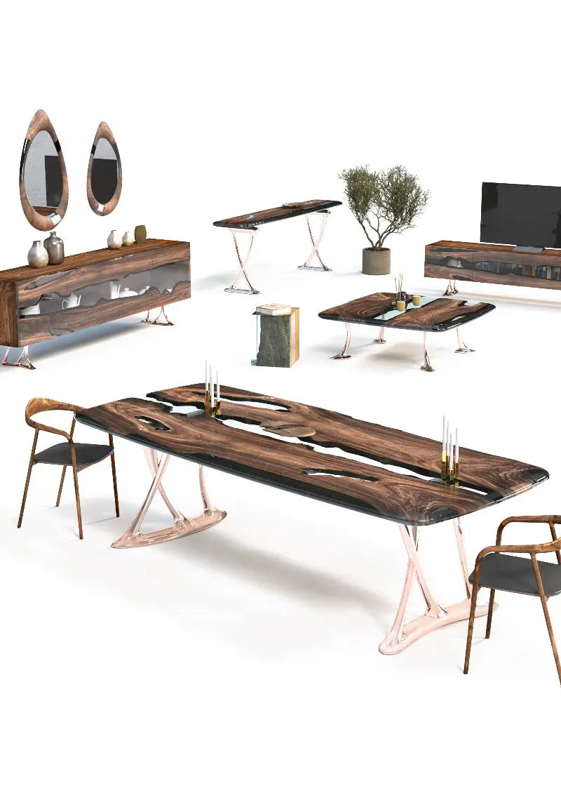 Luxury Epoxy Resin River Walnut Coffee Table | Osso Collection
