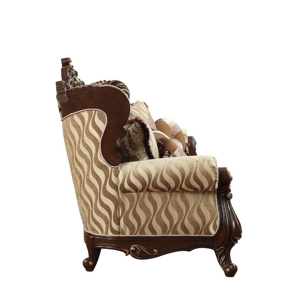 Shalisa - Sofa With 7 Pillows (Same Lv01585) - Fabric & Walnut